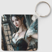 Ballet danser in een groene TuTu en Fairy Wings Sleutelhanger (Achterkant)