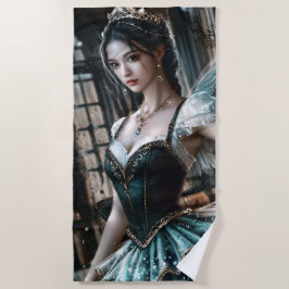 Ballet danser in een groene TuTu en Fairy Wings Strandlaken