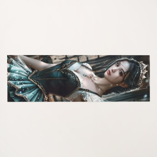 Ballet danser in een groene TuTu en Fairy Wings Yogamat (Achterkant (horizontaal))