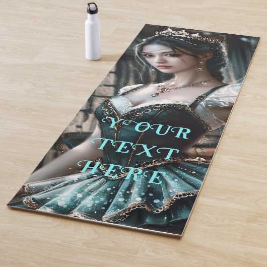 Ballet danser in een groene TuTu en Fairy Wings Yogamat (In situ)