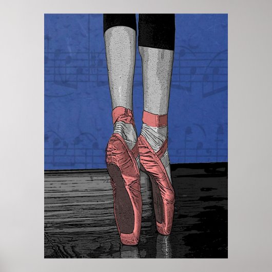Ballet danser met roze schoenen Poster (Voorkant)