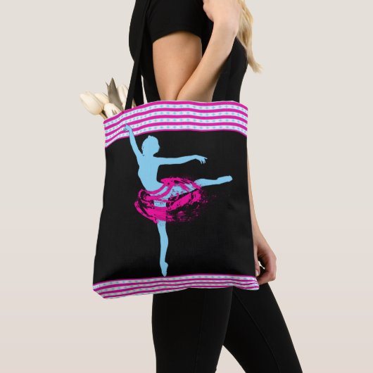 Ballet danser met roze strepen Canvas tas (Dichtbij)