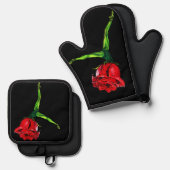 Ballet Danser Roos Oven Mitt & Pot Holder Set (Voorkant / Achterkant)