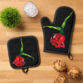 Ballet Danser Roos Oven Mitt & Pot Holder Set (Top down)