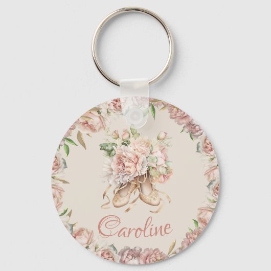 Ballet danser roze bloemengebruik sleutelhanger (Achterkant)