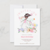 Ballet danser roze bloemenmeisje 6e verjaardag fee kaart (Voorkant)