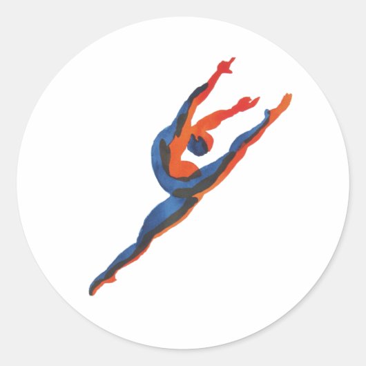 Ballet danser springen ronde sticker (Voorkant)
