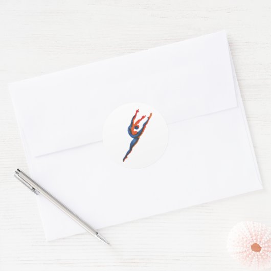 Ballet danser springen ronde sticker (Envelop)