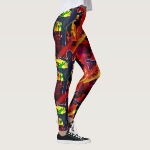 Ballet dansers op multi kleur achtergrond leggings