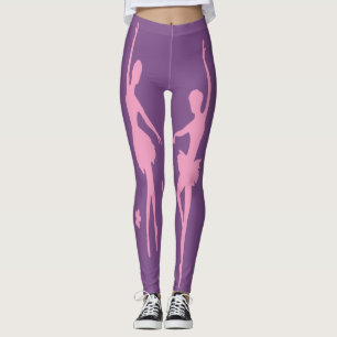 Ballet dansers roze silhouet op elke kleur leggings