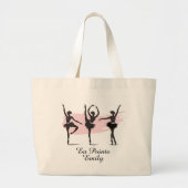 Ballet Dansers Silhouet op Roze Penseelstreek Grote Tote Bag (Voorkant)
