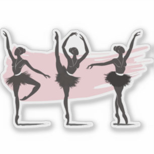 Ballet Dansers Silhouet op Roze Penseelstreek Sticker