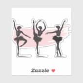 Ballet Dansers Silhouet op Roze Penseelstreek Sticker (Vel)