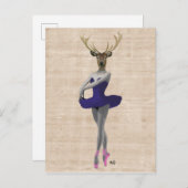 Ballet Deer in Blue Briefkaart (Voorkant / Achterkant)