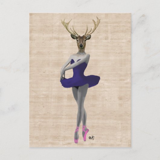 Ballet Deer in Blue Briefkaart (Voorkant)