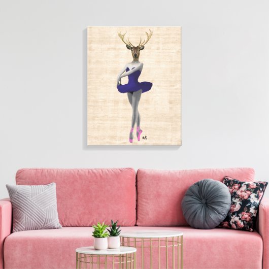 Ballet Deer in Blue Canvas Afdruk (Insitu (Woonkamer))