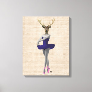 Ballet Deer in Blue Canvas Afdruk