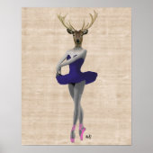 Ballet Deer in Blue Poster (Voorkant)