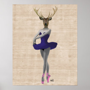 Ballet Deer in Blue Poster