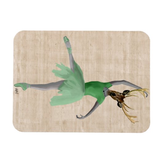 Ballet Deer in Green 2 Magneet (Horizontaal)