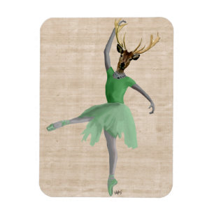 Ballet Deer in Green 2 Magneet