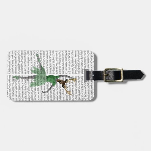 Ballet Deer in Green Bagagelabel (Voorkant horizontaal)