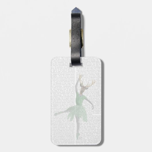 Ballet Deer in Green Bagagelabel (Achterkant verticaal)