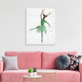 Ballet Deer in Green Canvas Afdruk (Insitu (Woonkamer))