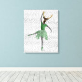 Ballet Deer in Green Canvas Afdruk (Insitu (Houten vloer))