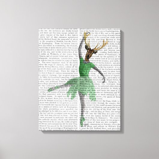 Ballet Deer in Green Canvas Afdruk (Voorkant)
