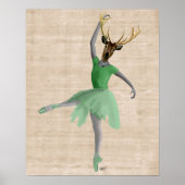 Ballet Deer in Green Poster (Voorkant)