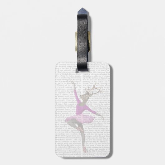 Ballet Deer in Roze Bagagelabel (Achterkant verticaal)