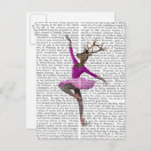 Ballet Deer in Roze Briefkaart (Voorkant / Achterkant)