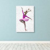 Ballet Deer in Roze Canvas Afdruk (Insitu (Houten vloer))