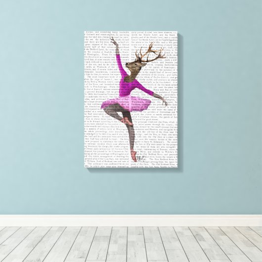 Ballet Deer in Roze Canvas Afdruk (Insitu (Houten vloer))