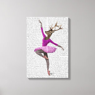 Ballet Deer in Roze Canvas Afdruk