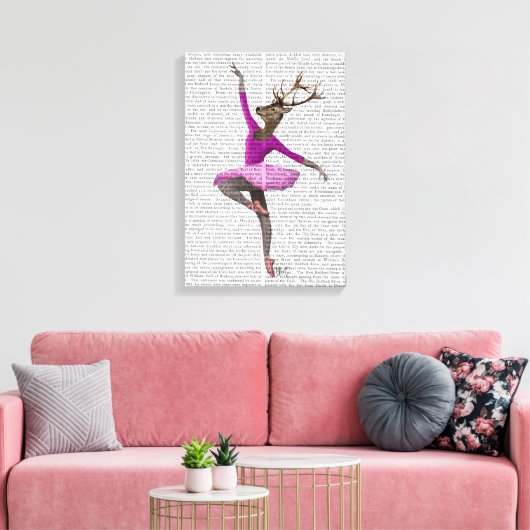 Ballet Deer in Roze Canvas Afdruk (Insitu (Woonkamer))