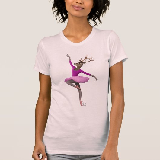 Ballet Deer in Roze T-shirt (Voorkant)