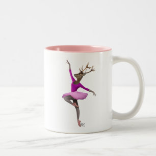 Ballet Deer in Roze Tweekleurige Koffiemok