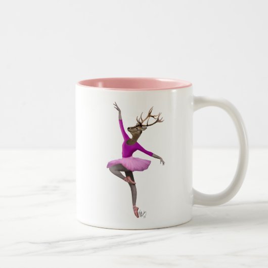 Ballet Deer in Roze Tweekleurige Koffiemok (Rechts)