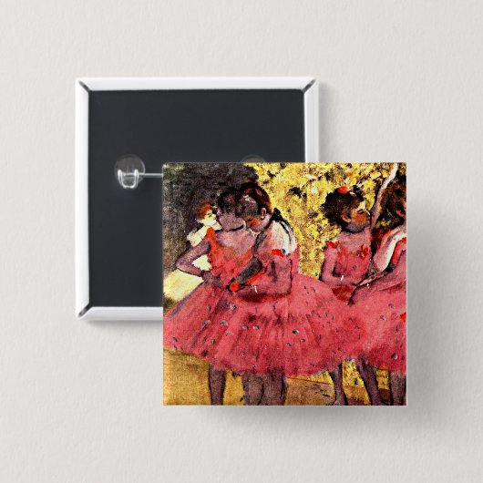 BALLET-Degas: De roze dansers Vierkante Button 5,1 Cm (Voorkant /achterkant)