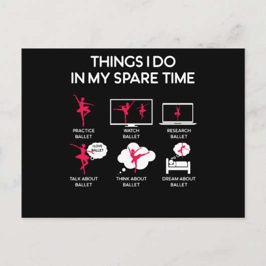 Ballet dingen die ik doe in mijn vrije tijd briefkaart (Voorkant)