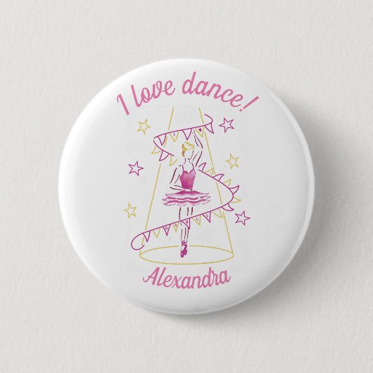 Ballet en Bunting - I Love Dance badge Ronde Button 5,7 Cm (Voorkant)