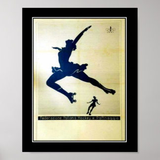 Ballet en Roller schaatsen Vintage Poster