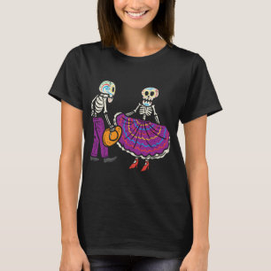 Ballet Folklorico Skelet Sugar Skull Dia De Los T-shirt