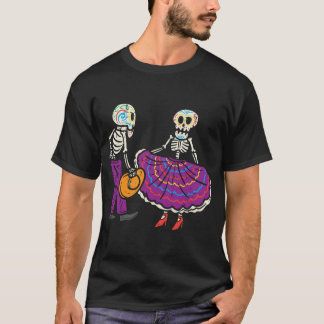 Ballet Folklorico Skelet Sugar Skull Dia De Los T-shirt