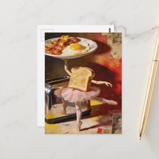 ballet for breakfast surreal briefkaart (Voorkant / Achterkant in situ)