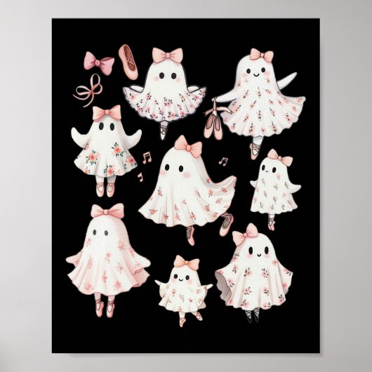 Ballet Ghost Ballet Dancer Spooky Dance Teacher Ha Poster (Voorkant)