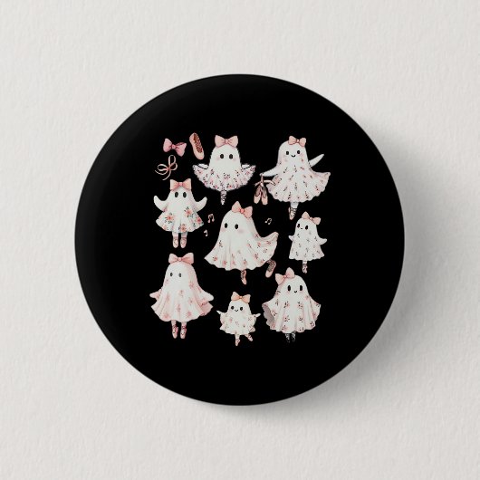 Ballet Ghost Ballet Dancer Spooky Dance Teacher Ha Ronde Button 5,7 Cm (Voorkant)
