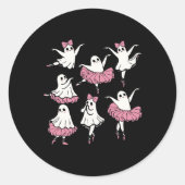 Ballet Ghost Dancer Schattige Boo Dancing Hallowee Ronde Sticker (Voorkant)